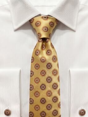 Ted Baker London Yellow Geometric Sunburst 100% Silk Necktie